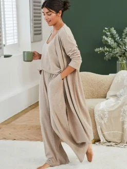Moutkleurig - Laura Ashley lang loungevest