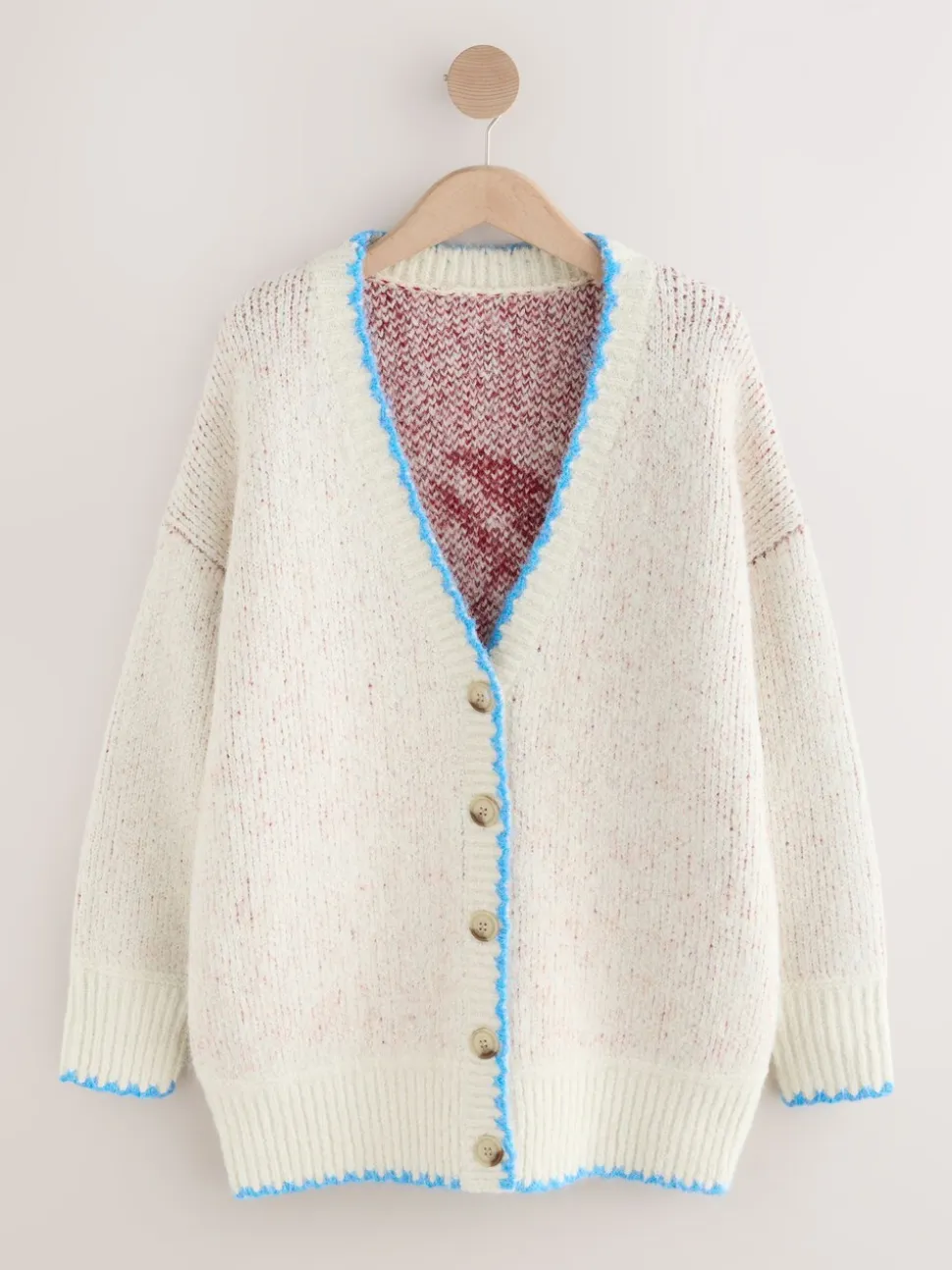 Moutkleurig - Lobster Button Cardigan