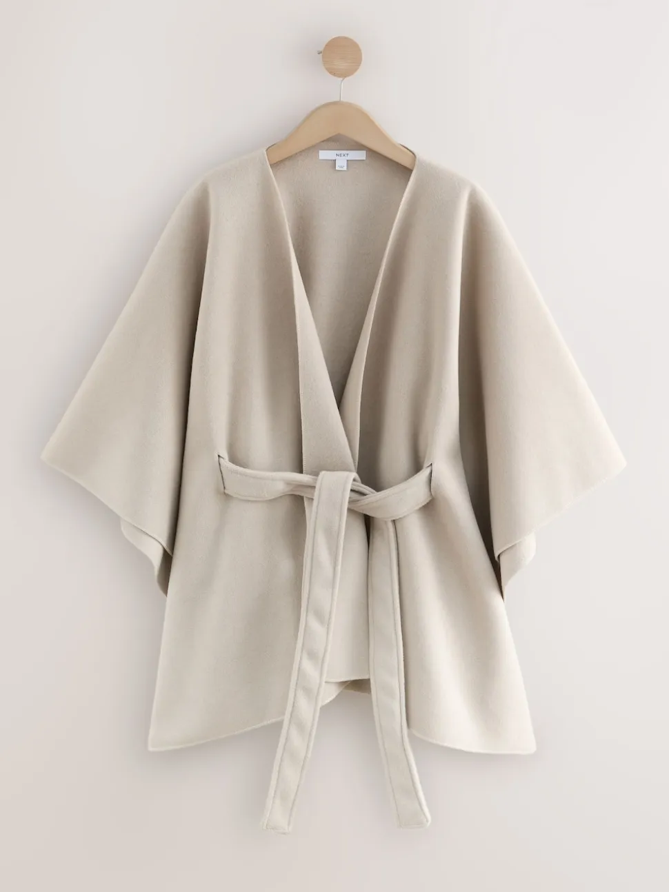 Moutkleurig - Wrap Front Cape Poncho