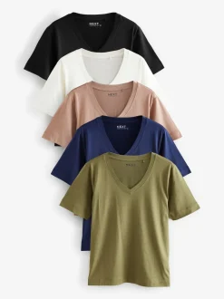 Multi - 5 Slouch T-shirts van katoenen Modal