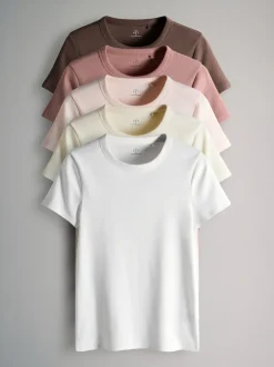 Multi - The Set 5 Pack Korte Mouw Geribd T-shirt