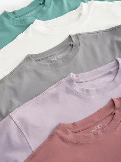 Multi - Verpakking van 5 100% katoenen boxy T-shirts met korte mouwen