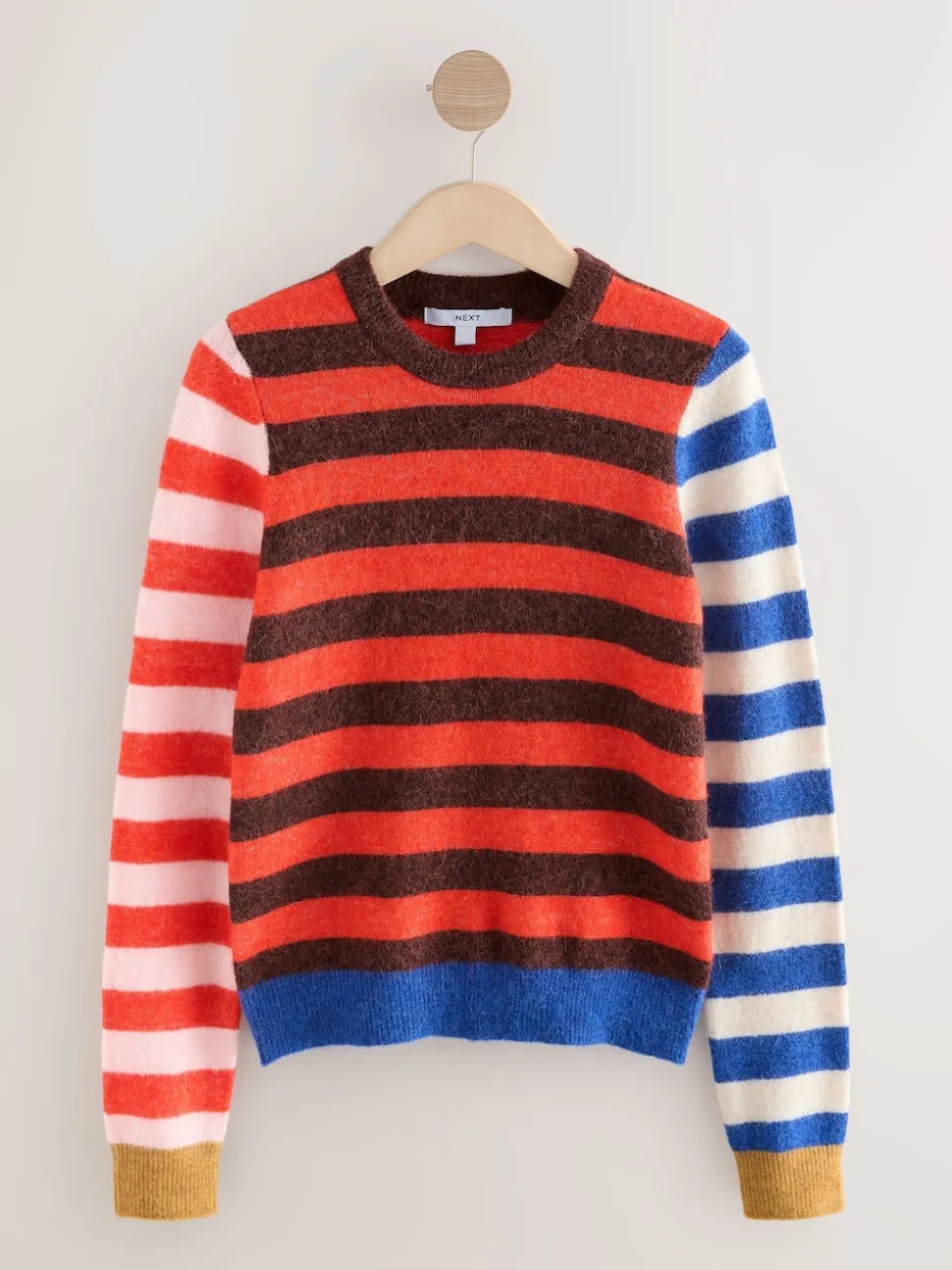 Multi Red/Blue Stripe - Trui met ronde hals en lange mouwen met wol