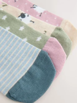 Multi Sheep Print - 4 paar sneakersokken