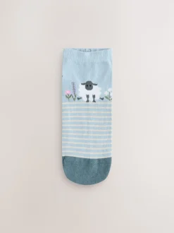 Multi Sheep Print - 4 paar sneakersokken
