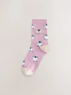 Multi Sheep Print - Set van 4 paar enkelsokken