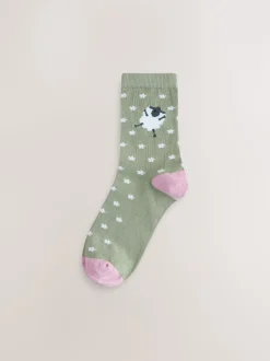 Multi Sheep Print - Set van 4 paar enkelsokken