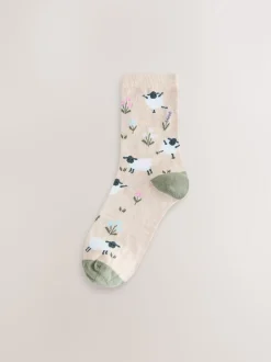 Multi Sheep Print - Set van 4 paar enkelsokken