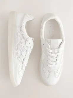 Naturel Broderie - Sneaker met veters