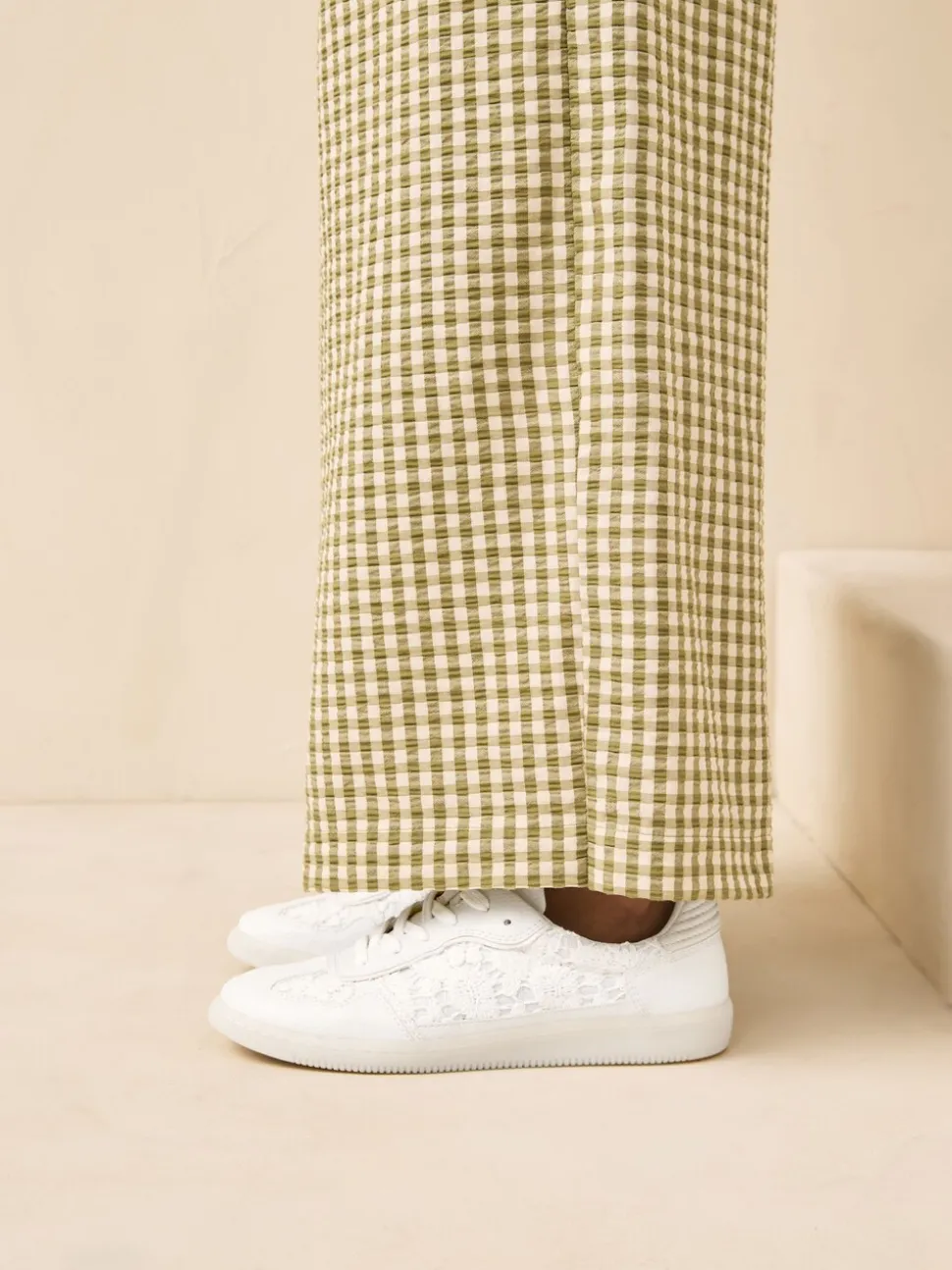 Naturel Broderie - Sneaker met veters