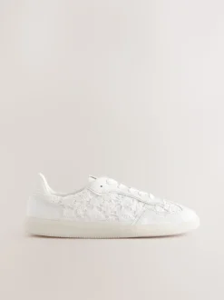 Naturel Broderie - Sneaker met veters