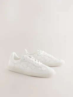 Naturel Broderie - Sneaker met veters