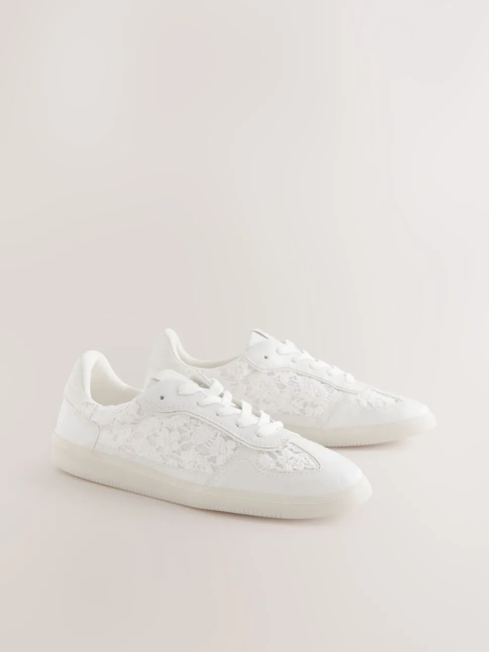 Naturel Broderie - Sneaker met veters