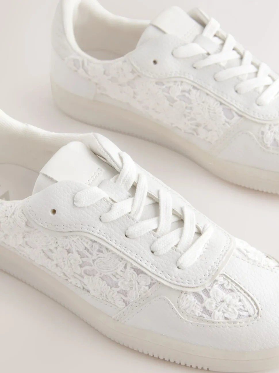 Naturel Broderie - Sneaker met veters