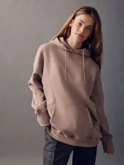 Naturel bruin - Active Longline Overhead Hoodie met superzacht naaddetail en zakken