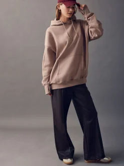 Naturel bruin - Active Longline Overhead Hoodie met superzacht naaddetail en zakken