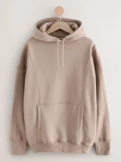 Naturel bruin - Active Longline Overhead Hoodie met superzacht naaddetail en zakken