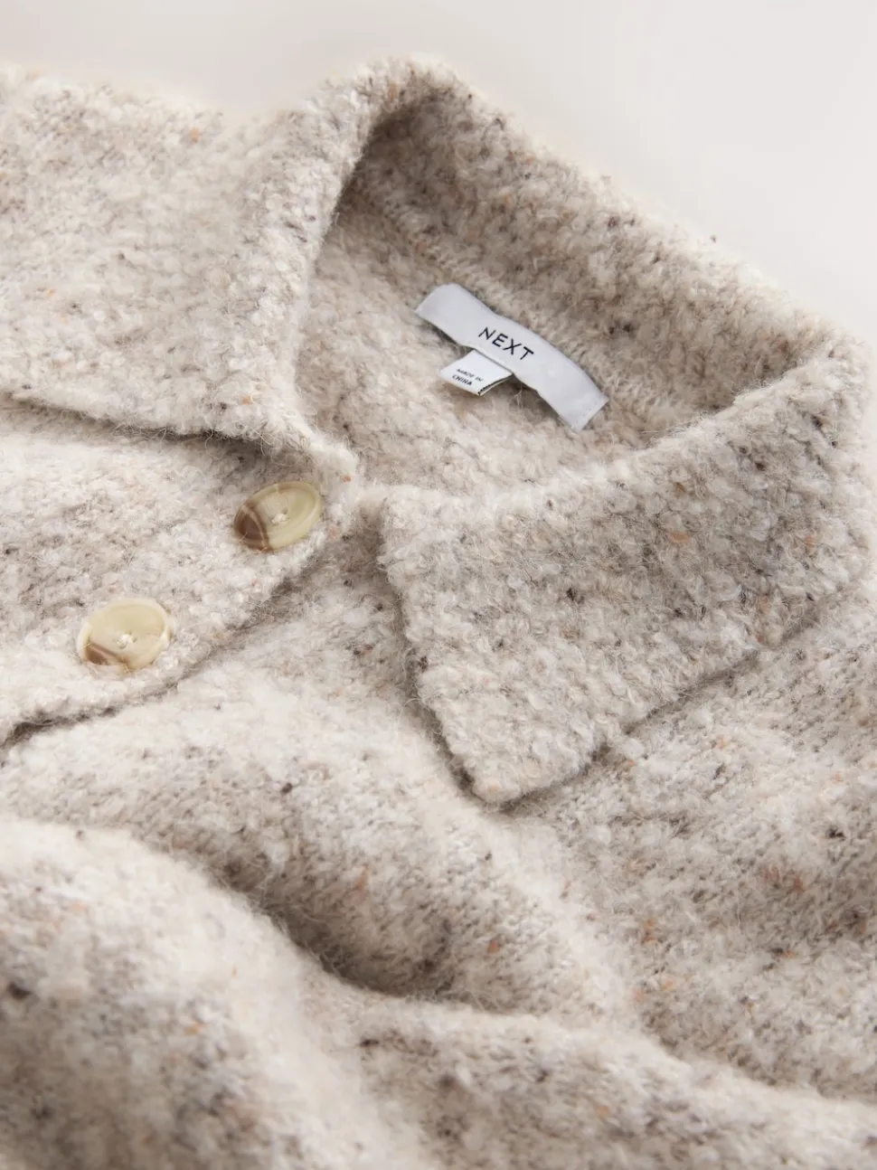 Naturel Gemêleerd - Boucle Long Sleeve Polo Jumper