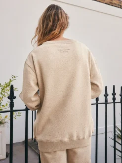 Naturel Gemêleerd - Essentials sweatshirt met relaxte pasvorm, lange snit en zakken