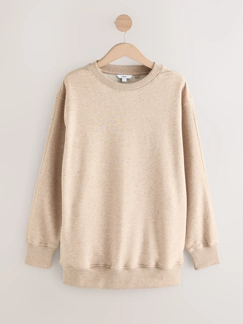Naturel Gemêleerd - Essentials sweatshirt met relaxte pasvorm, lange snit en zakken