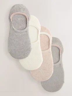 Naturel geribbeld - 4 Paar footsies