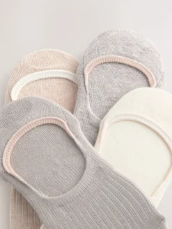 Naturel geribbeld - 4 Paar footsies