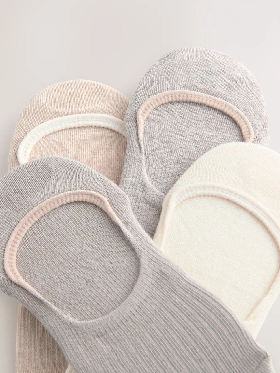 Naturel geribbeld - 4 Paar footsies