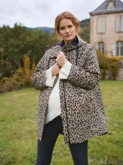 Naturel met luipaardprint - Seraphine 3-In-1 Maternity & Babywearing Raincoat