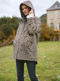 Naturel met luipaardprint - Seraphine 3-In-1 Maternity & Babywearing Raincoat