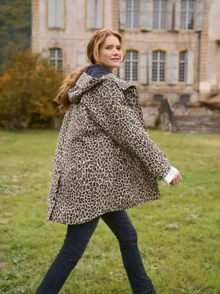Naturel met luipaardprint - Seraphine 3-In-1 Maternity & Babywearing Raincoat