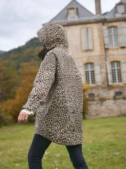 Naturel met luipaardprint - Seraphine 3-In-1 Maternity & Babywearing Raincoat