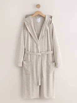 Naturel met strepen - Cosy Lightweight Dressing Gown