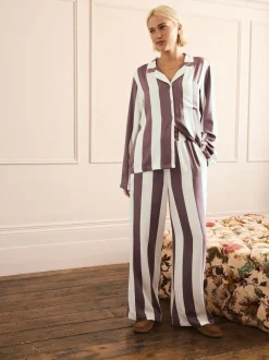 Naturel met strepen - Pyjama's met knoopsluiting