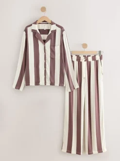 Naturel met strepen - Pyjama's met knoopsluiting