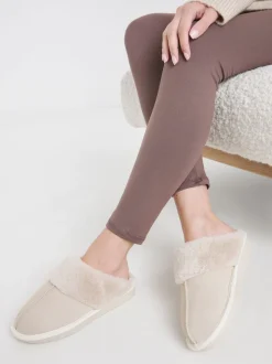 Natuurlijk - Simply Be Faux Fur Lined Suede Mule Slippers
