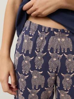 Navy Hamish The Highland Cow - Pyjama met korte mouwen