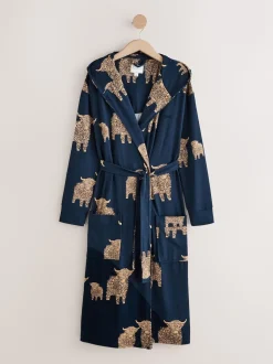 Navy Hamish The Highland Cow - Cosy Lightweight Dressing Gown