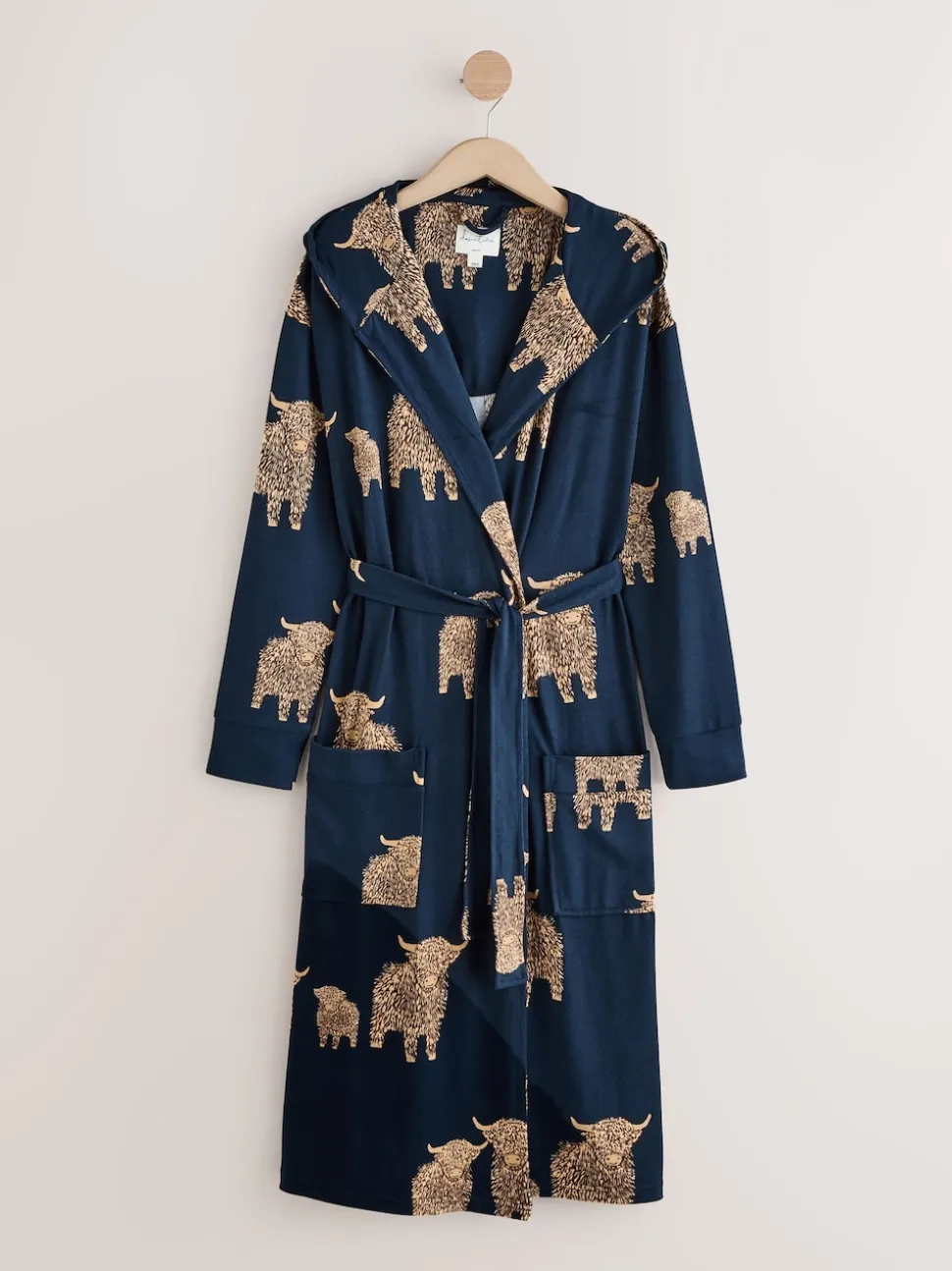 Navy Hamish The Highland Cow - Cosy Lightweight Dressing Gown