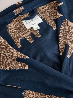Navy Hamish The Highland Cow - Cosy Lightweight Dressing Gown