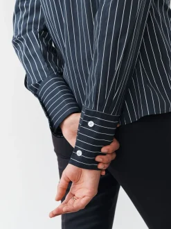 Navy Stripe/Burgundy Stripe - Fitted Stretch Essential Long Sleeve Shirts 2 Pack