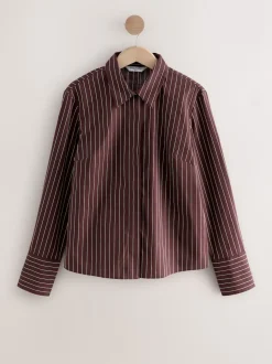 Navy Stripe/Burgundy Stripe - Fitted Stretch Essential Long Sleeve Shirts 2 Pack