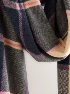 Navy Texture Check - Halfzware sjaal