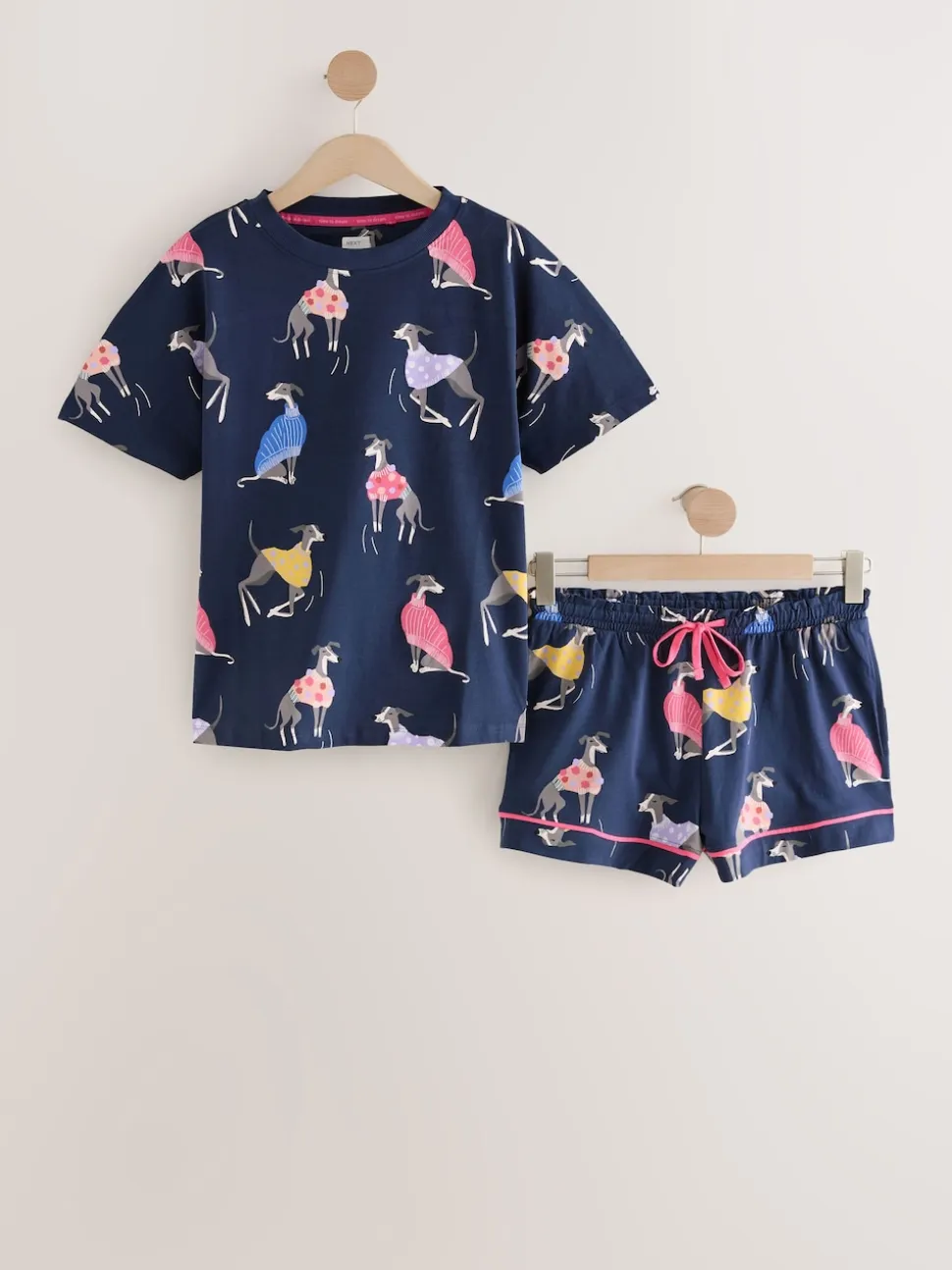 Navy Whippet - Set van 100% katoenen shortpyjama