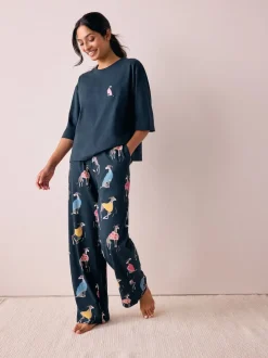Navy Whippet - Tricot pyjama met korte mouwen