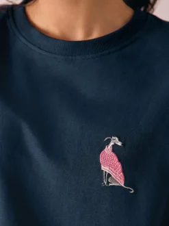 Navy Whippet - Tricot pyjama met korte mouwen