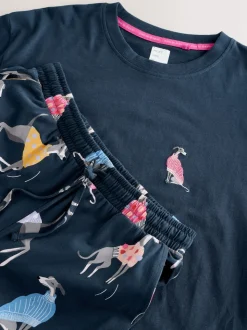 Navy Whippet - Tricot pyjama met korte mouwen