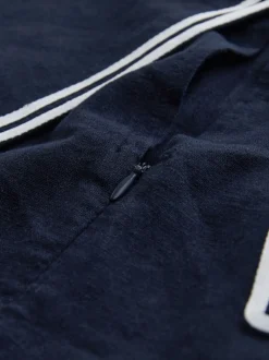 Navy with Ecru Tipping - Sailor Collar Mini Dress with Linen
