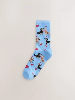 Navy/Grey Dog Heart - Set van 4 paar enkelsokken