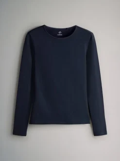 Navy/Light Blue Stripe/Red/Stone Brown/White - The Set - 5 T-shirts met lange mouwen en ronde hals