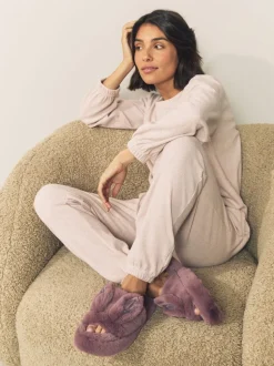 Nertsgrijs/bruin - Bunny Faux Fur Slider Slippers